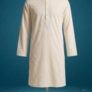 Off-White Embroidered Men's panjabi
